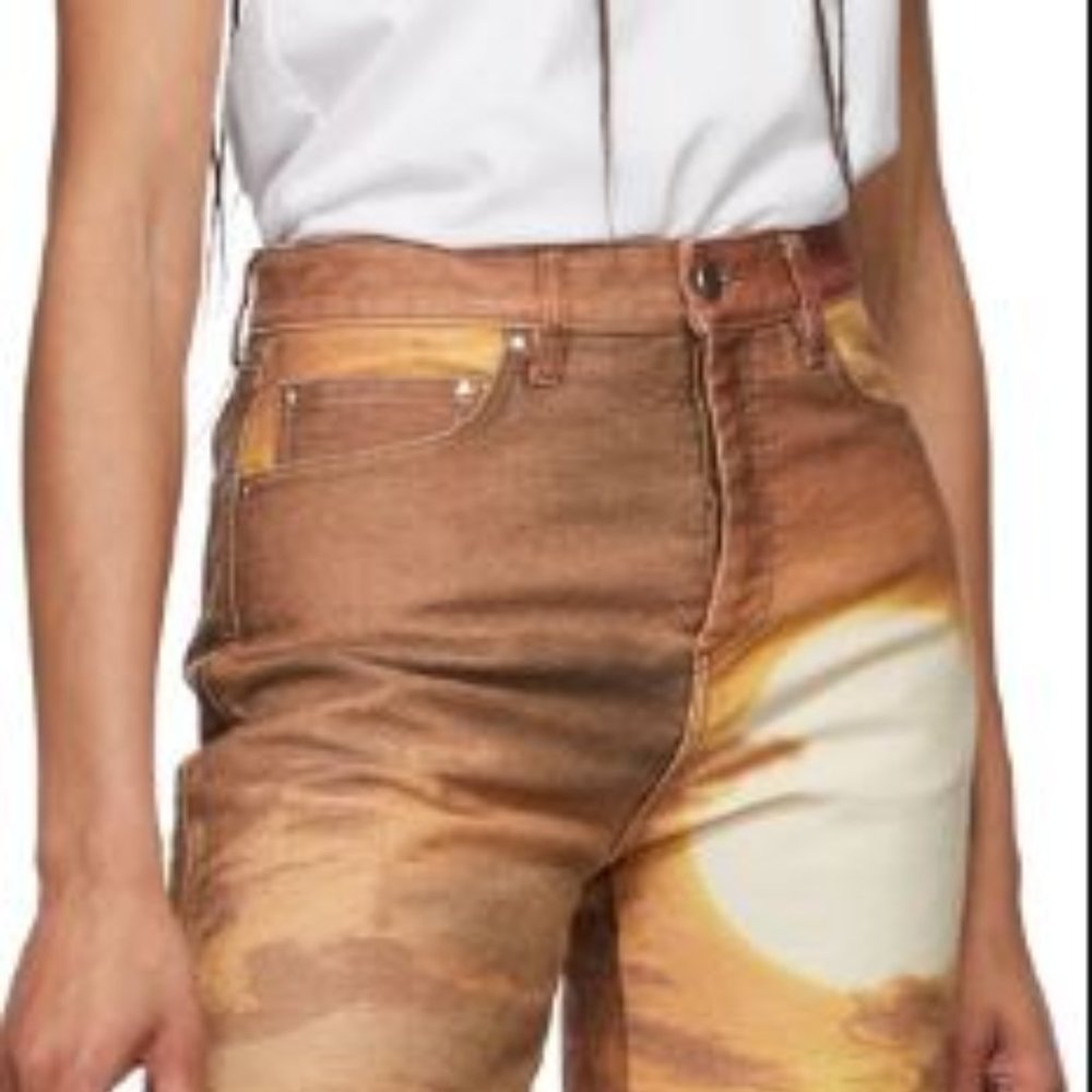 PRISCAVera Brown Printed Sunset  Denim Jeans EUC
